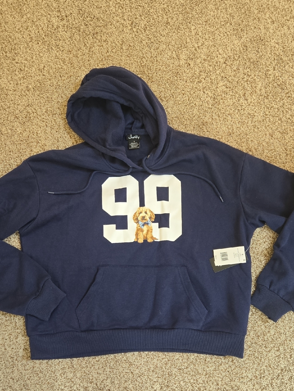 Justify Navy Pullover Hoodie with Logo Tag